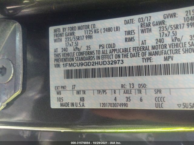 Photo 8 VIN: 1FMCU9GD2HUD32973 - FORD ESCAPE 