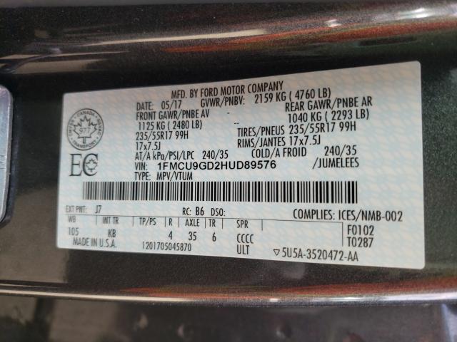 Photo 9 VIN: 1FMCU9GD2HUD89576 - FORD ESCAPE SE 