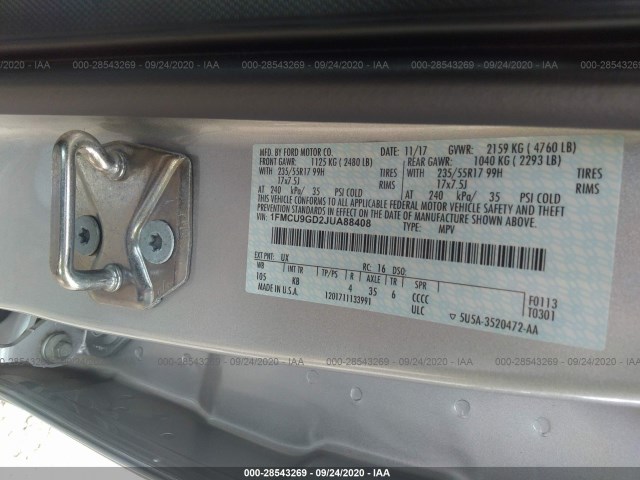 Photo 8 VIN: 1FMCU9GD2JUA88408 - FORD ESCAPE 