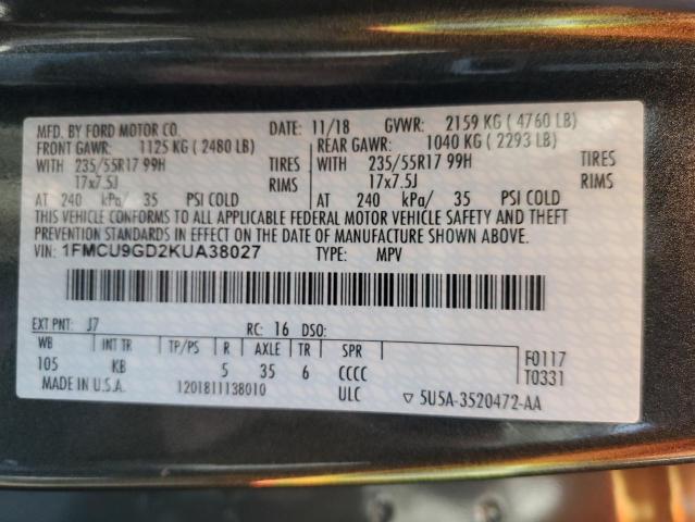 Photo 13 VIN: 1FMCU9GD2KUA38027 - FORD ESCAPE 