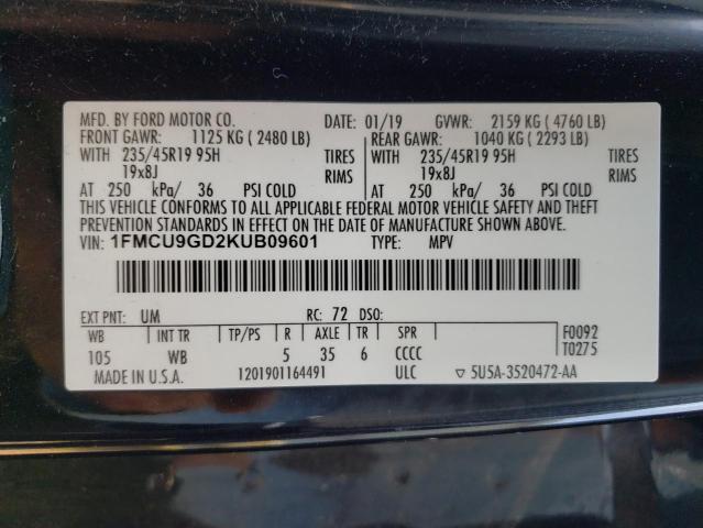 Photo 13 VIN: 1FMCU9GD2KUB09601 - FORD ESCAPE 