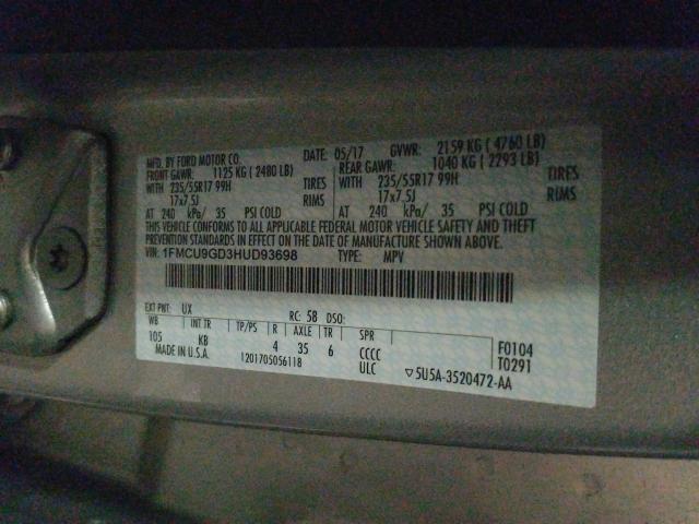 Photo 9 VIN: 1FMCU9GD3HUD93698 - FORD ESCAPE SE 