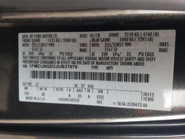 Photo 11 VIN: 1FMCU9GD3JUB37079 - FORD ESCAPE 