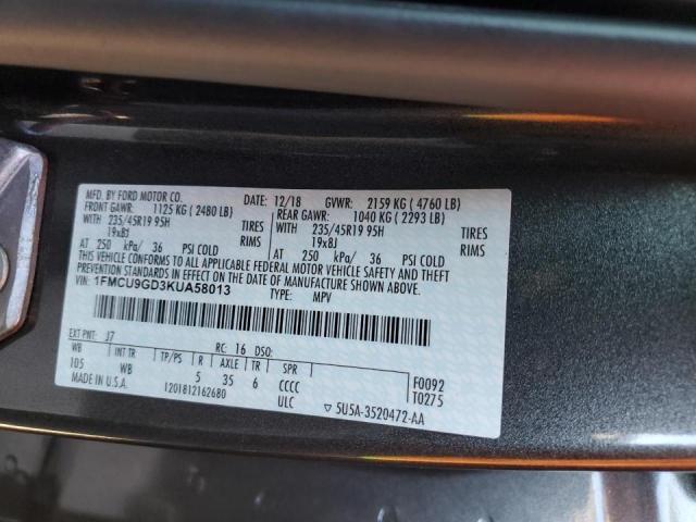 Photo 12 VIN: 1FMCU9GD3KUA58013 - FORD ESCAPE SE 