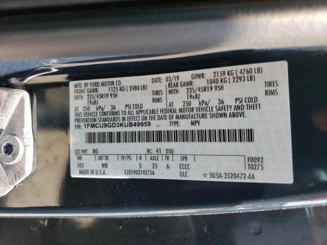 Photo 12 VIN: 1FMCU9GD3KUB49959 - FORD ESCAPE 