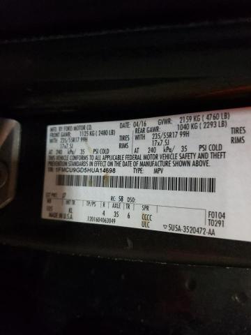 Photo 12 VIN: 1FMCU9GD5HUA14698 - FORD ESCAPE SE 