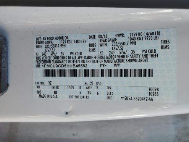 Photo 12 VIN: 1FMCU9GD5HUB45582 - FORD ESCAPE 