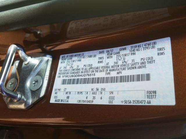 Photo 9 VIN: 1FMCU9GD5HUD76515 - FORD ESCAPE SE 