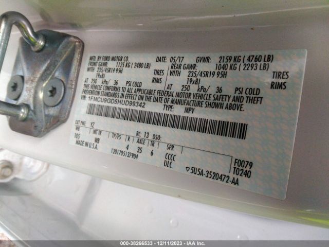 Photo 8 VIN: 1FMCU9GD5HUD99342 - FORD ESCAPE 