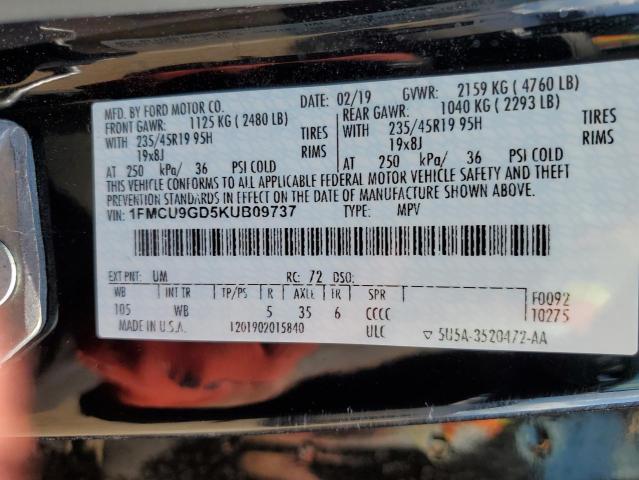 Photo 12 VIN: 1FMCU9GD5KUB09737 - FORD ESCAPE 