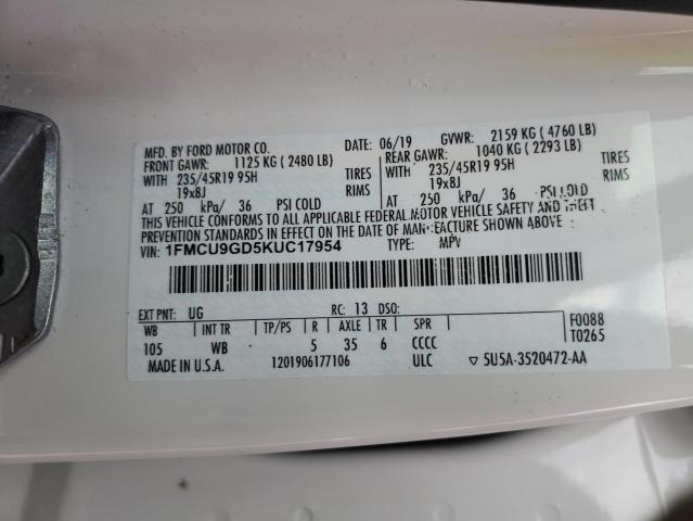 Photo 12 VIN: 1FMCU9GD5KUC17954 - FORD ESCAPE SE 