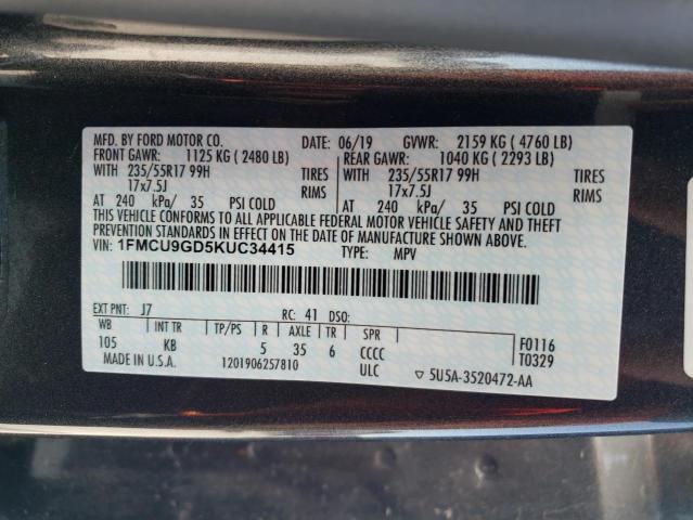 Photo 12 VIN: 1FMCU9GD5KUC34415 - FORD ESCAPE SE 