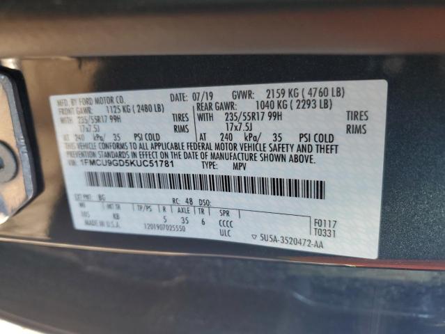 Photo 12 VIN: 1FMCU9GD5KUC51781 - FORD ESCAPE 