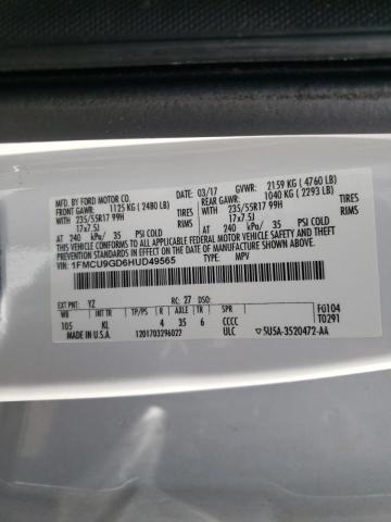 Photo 9 VIN: 1FMCU9GD6HUD49565 - FORD ESCAPE SE 