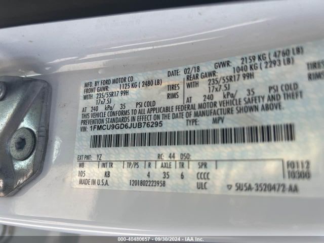 Photo 8 VIN: 1FMCU9GD6JUB76295 - FORD ESCAPE 