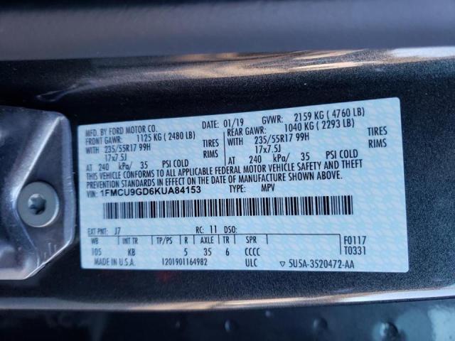 Photo 9 VIN: 1FMCU9GD6KUA84153 - FORD ESCAPE SE 