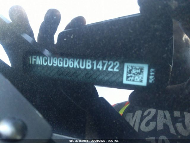 Photo 8 VIN: 1FMCU9GD6KUB14722 - FORD ESCAPE 