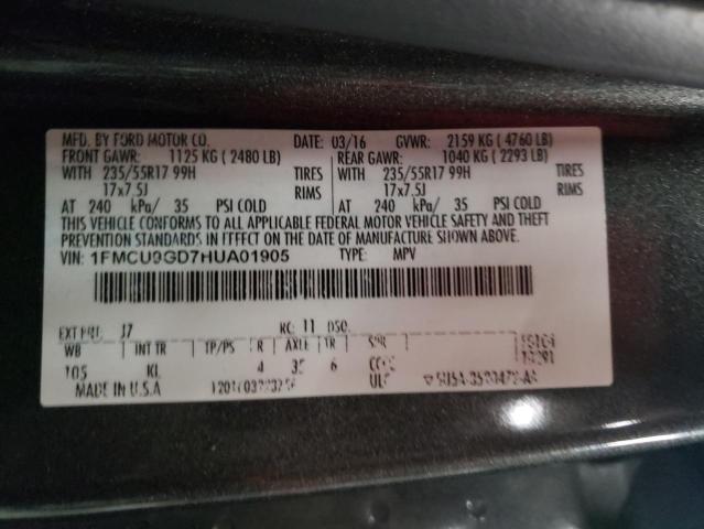 Photo 11 VIN: 1FMCU9GD7HUA01905 - FORD ESCAPE SE 