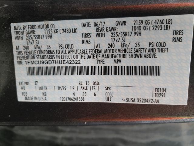 Photo 9 VIN: 1FMCU9GD7HUE42322 - FORD ESCAPE SE 