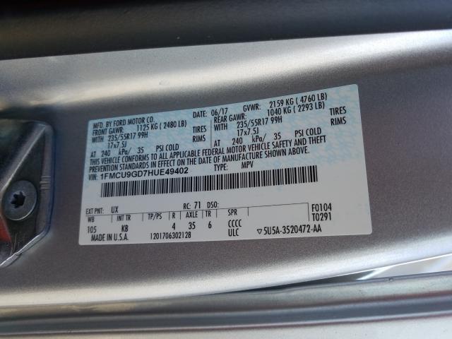 Photo 9 VIN: 1FMCU9GD7HUE49402 - FORD ESCAPE SE 