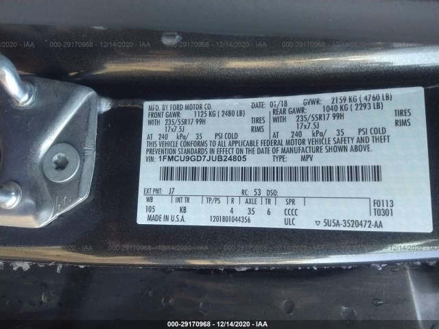 Photo 8 VIN: 1FMCU9GD7JUB24805 - FORD ESCAPE 