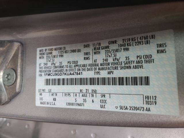 Photo 9 VIN: 1FMCU9GD7KUA47841 - FORD ESCAPE SE 