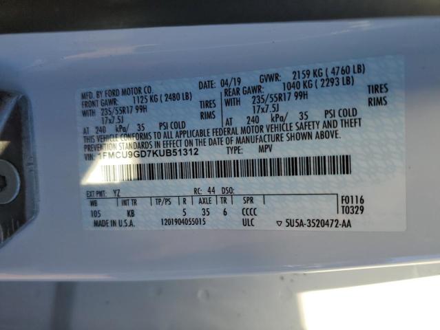 Photo 11 VIN: 1FMCU9GD7KUB51312 - FORD ESCAPE 