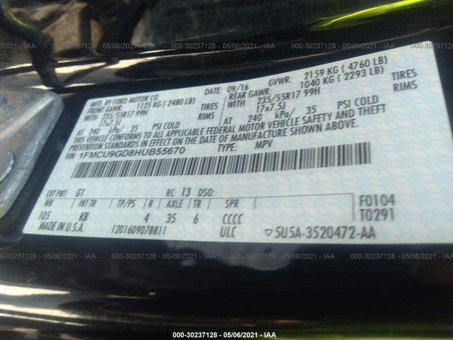 Photo 8 VIN: 1FMCU9GD8HUB55670 - FORD ESCAPE 