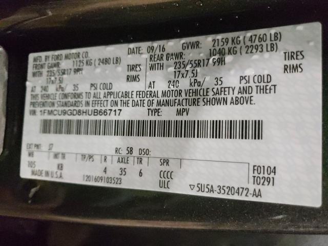 Photo 9 VIN: 1FMCU9GD8HUB66717 - FORD ESCAPE SE 