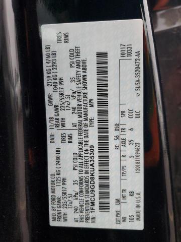 Photo 11 VIN: 1FMCU9GD8KUA35309 - FORD ESCAPE 