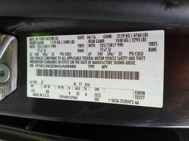 Photo 9 VIN: 1FMCU9GD9HUA06989 - FORD ESCAPE 