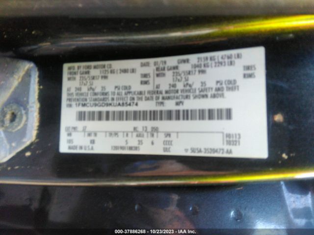 Photo 8 VIN: 1FMCU9GD9KUA85474 - FORD ESCAPE 