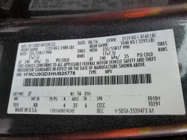 Photo 11 VIN: 1FMCU9GDXHUB25778 - FORD ESCAPE SE 