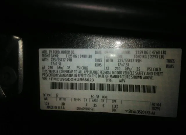 Photo 8 VIN: 1FMCU9GDXHUB66623 - FORD ESCAPE 