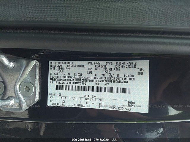 Photo 8 VIN: 1FMCU9GDXHUB78366 - FORD ESCAPE 