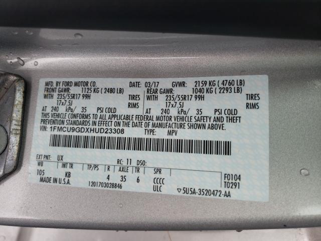 Photo 9 VIN: 1FMCU9GDXHUD23308 - FORD ESCAPE SE 