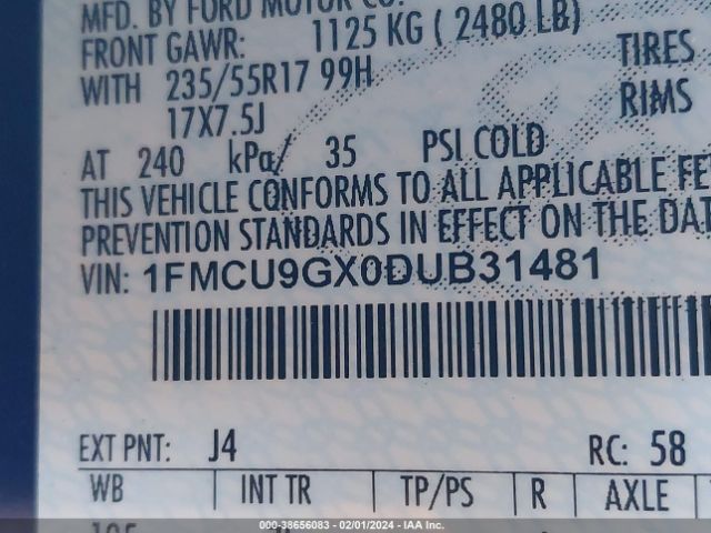 Photo 8 VIN: 1FMCU9GX0DUB31481 - FORD ESCAPE 