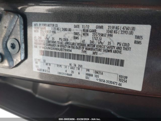 Photo 8 VIN: 1FMCU9GX0DUB76954 - FORD ESCAPE 