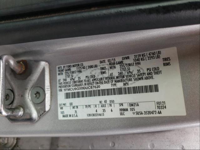 Photo 9 VIN: 1FMCU9GX0DUC87620 - FORD ESCAPE SE 