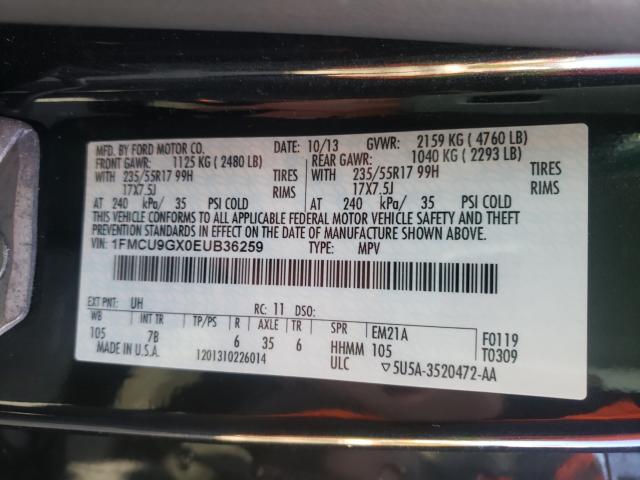 Photo 9 VIN: 1FMCU9GX0EUB36259 - FORD ESCAPE SE 