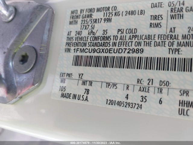 Photo 8 VIN: 1FMCU9GX0EUD72989 - FORD ESCAPE 