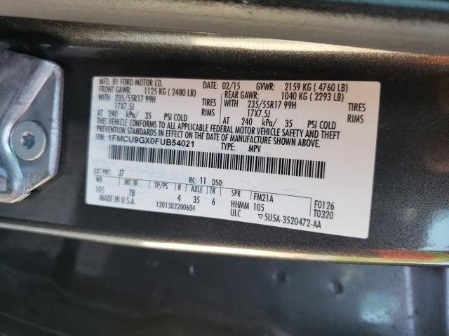 Photo 9 VIN: 1FMCU9GX0FUB54021 - FORD ESCAPE SE 