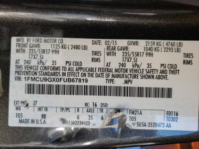 Photo 12 VIN: 1FMCU9GX0FUB67819 - FORD ESCAPE 