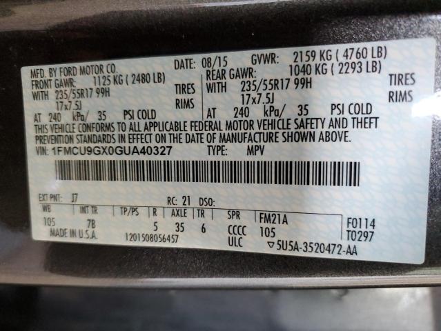 Photo 12 VIN: 1FMCU9GX0GUA40327 - FORD ESCAPE 