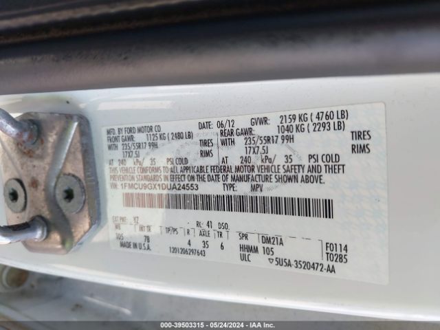 Photo 8 VIN: 1FMCU9GX1DUA24553 - FORD ESCAPE 