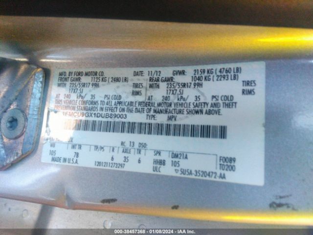 Photo 8 VIN: 1FMCU9GX1DUB89003 - FORD ESCAPE 