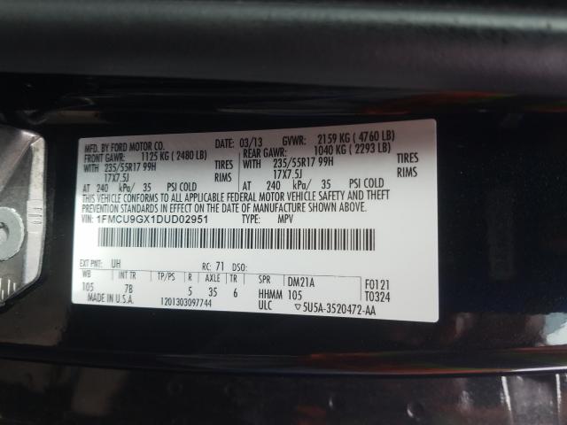 Photo 9 VIN: 1FMCU9GX1DUD02951 - FORD ESCAPE SE 