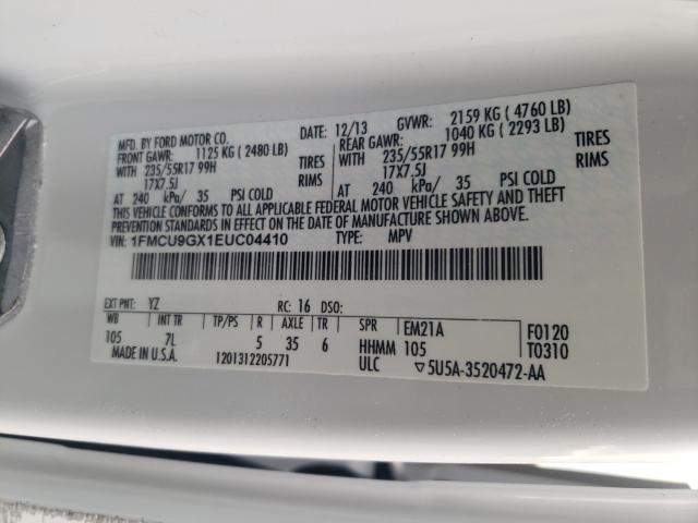 Photo 9 VIN: 1FMCU9GX1EUC04410 - FORD ESCAPE SE 