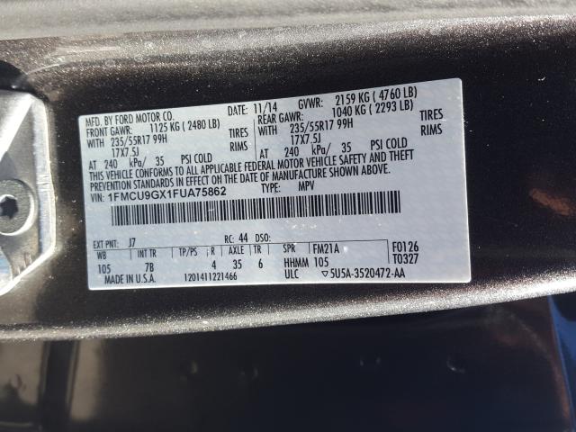 Photo 9 VIN: 1FMCU9GX1FUA75862 - FORD ESCAPE SE 