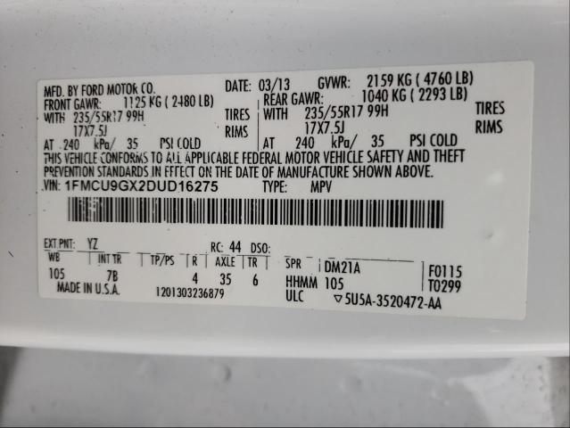 Photo 9 VIN: 1FMCU9GX2DUD16275 - FORD ESCAPE SE 